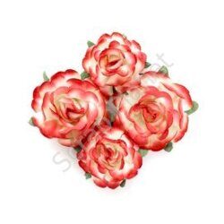 Цветы чайной розы (4 шт) красно-желтые (3 и 4 см)